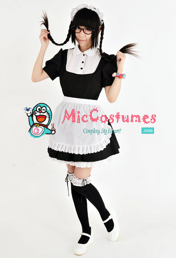 classic japanese maid cotton costume
